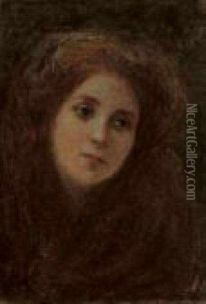 Ritratto Di Giovane Donna Con I Capelli Rossi Oil Painting - Giovanni Segantini