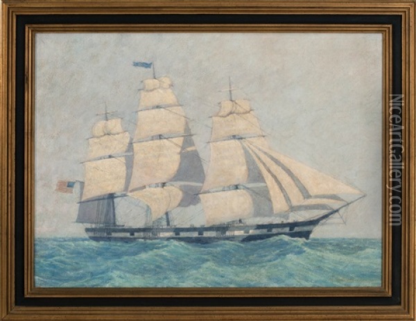 The Packet Ship Connecticut Oil Painting - Thomas Watson Ball