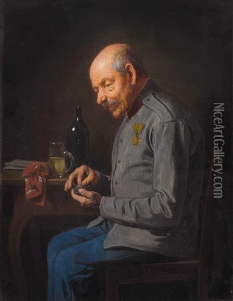 Monarchieveteran Mit Schnupftabakdose Oil Painting - Friedrich Ritter von Malheim Friedlaender