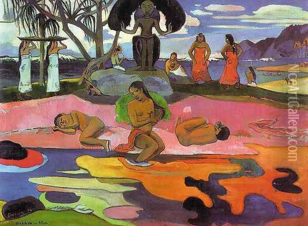 Mahana No Atua Aka Day Of The Gods Oil Painting - Paul Gauguin