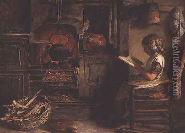 The Cottage Fireside Oil Painting - James Dawson Watson