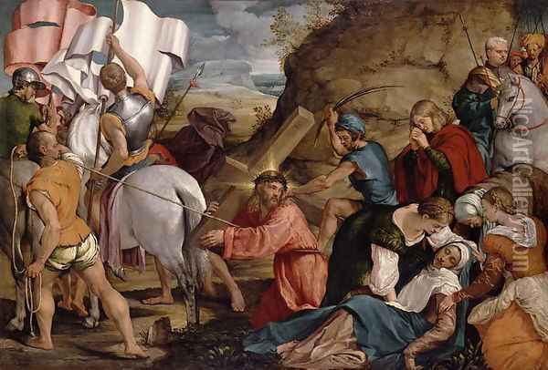 The Journey to Calvary c.1540 Oil Painting - Jacopo Bassano (Jacopo da Ponte)