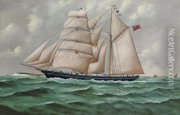The Trading Brigantine 
Edna 
 Calling For A Pilot In The Channel Off Dover Oil Painting - J. Fannen