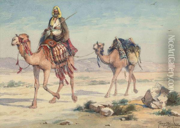 An Arab Traveller In The Desert Oil Painting - Tony Binder