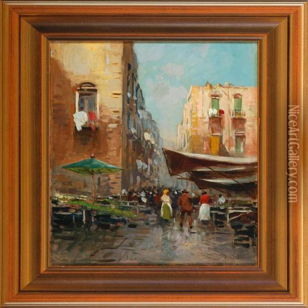 A Market Scenery Oil Painting - Lazzaro Pasini
