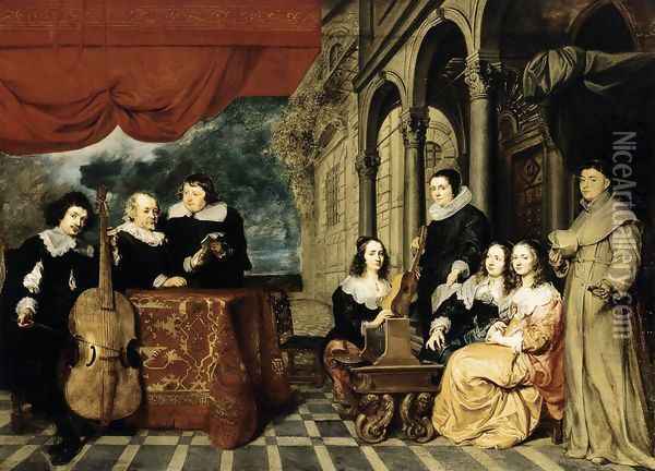 Family Portrait 1650s Oil Painting - Gonzales Coques
