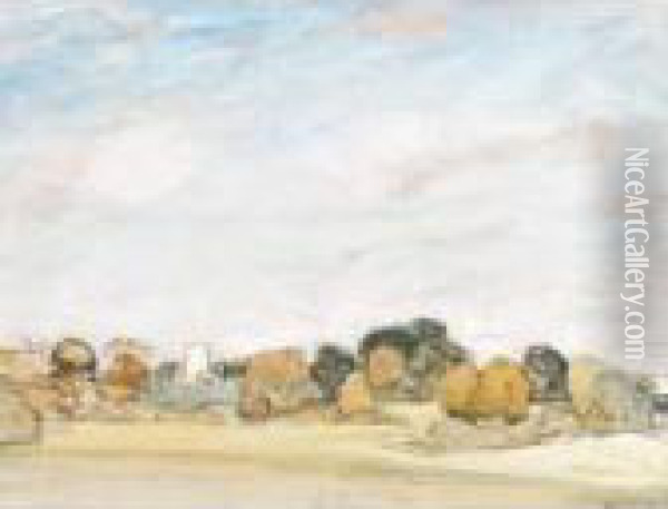 Blythburgh Church And Rooftop Of John Seymour Lucas' House Oil Painting - George Clausen