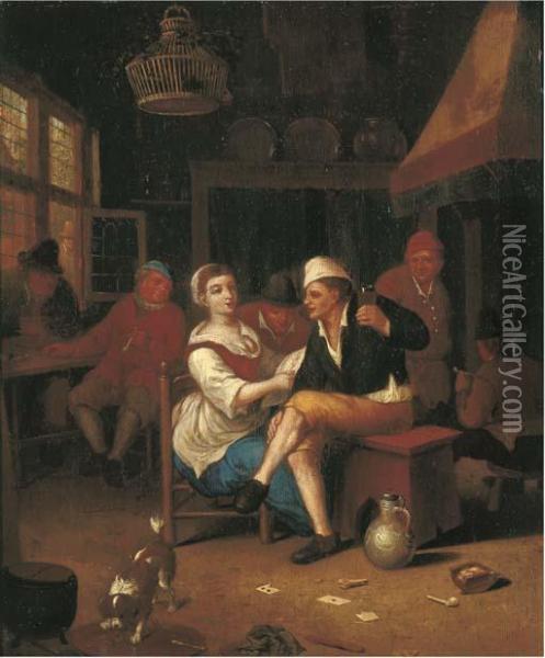 Peasants Making Merry In An Interior Oil Painting - Hendrik Carree