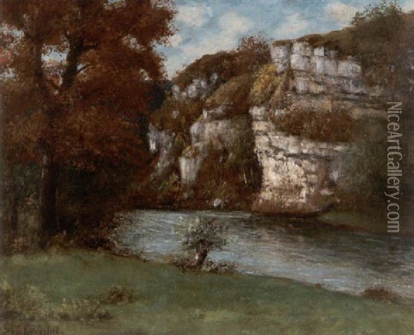 Felsige Fluslandschaft Oil Painting - Gustave Courbet