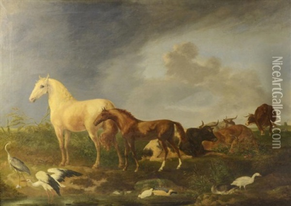 At Pasture Oil Painting - Johann Georg de Hamilton