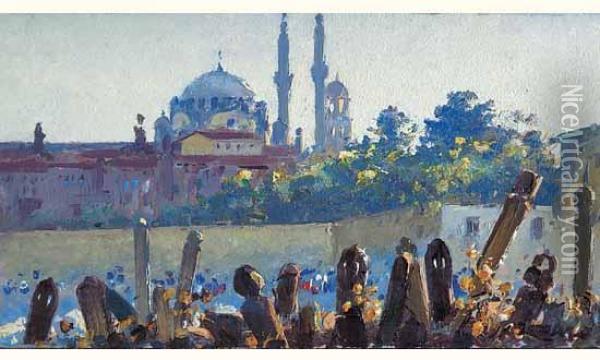 Le Cimetiere De Constantinople Oil Painting - Fausto Zonaro