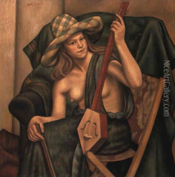 The Japanese Violin Oil Painting - Mark Gertler
