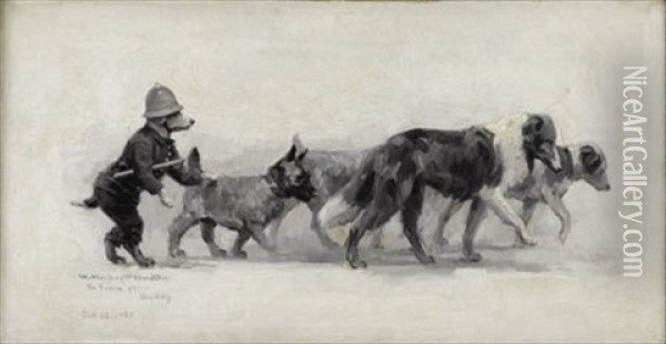 Police Dogs Oil Painting - William Herbert Dunton