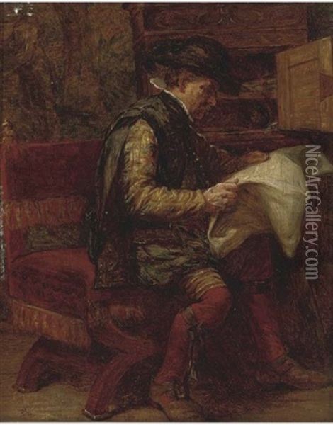The Latest News Oil Painting - Ernest Meissonier