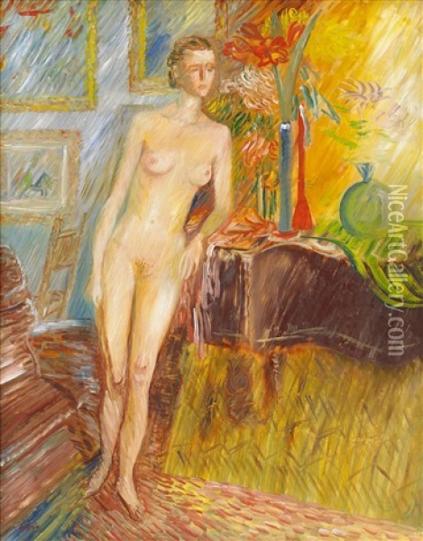 Vid Flygeln - Staende Modell Oil Painting - Sigrid (Maria) Hjerten