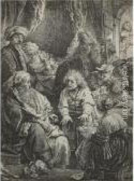 Joseph Telling His Dreams (b., Holl. 37; H. 160; Bb.38-e) Oil Painting - Rembrandt Van Rijn