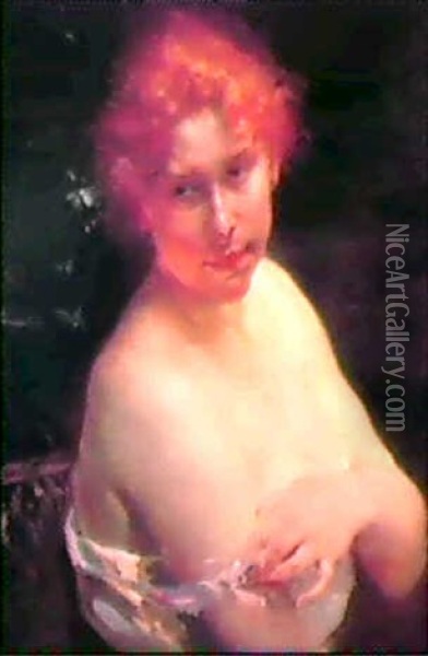 Portrait D'une Jeune Femme Oil Painting - Albert Besnard