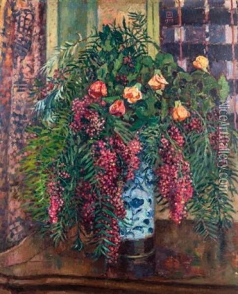 Faux-poivriers Et Abutilon Oil Painting - Theo van Rysselberghe