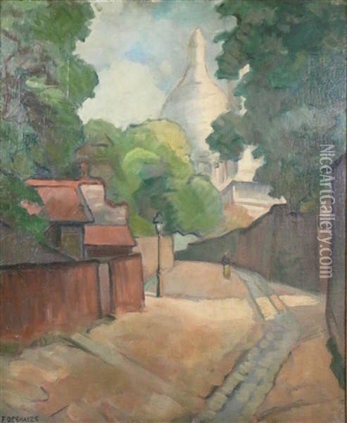 Street To Montmartre Oil Painting - Eugene Deshayes