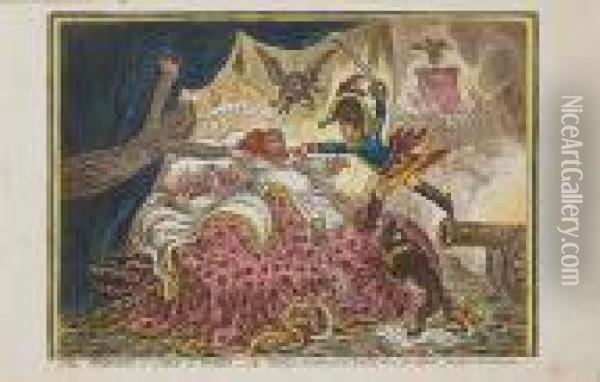 Comforts Of A Bed Of Roses Oil Painting - James Gillray