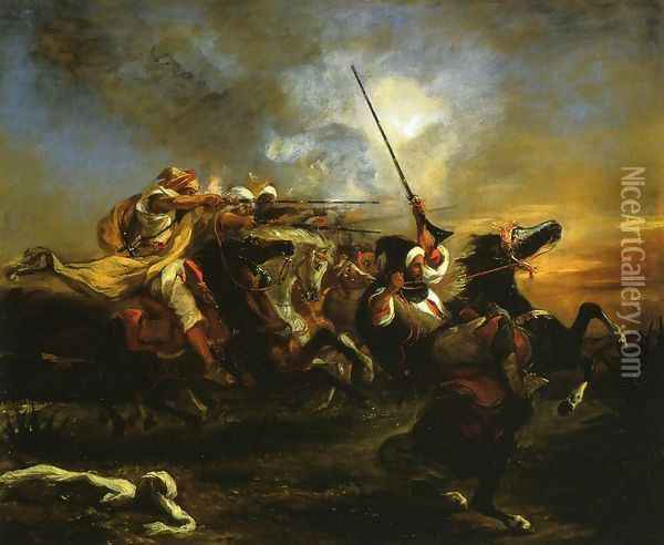 Moroccan Military Exercises Oil Painting - Eugene Delacroix