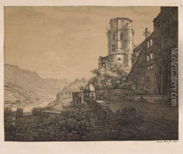 Sechs Ansichten Des Heidelberger Schlosses Oil Painting - Ernst Fries