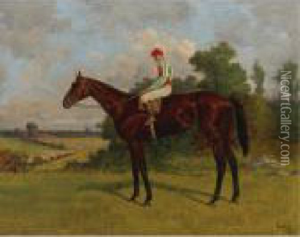 Race Horse With Jockey Up Oil Painting - Henry Stull