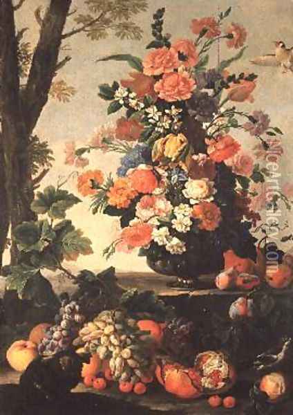 Flower Piece Oil Painting - Michele Pace Del (Michelangelo di) Campidoglio