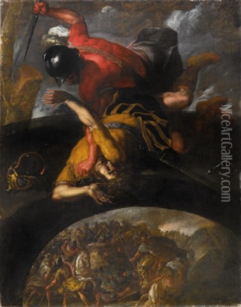 Die Schlacht Zwischen Romern Und Galliern An Den Ufern Des Aniene Oil Painting - Ercole Procaccini the Younger
