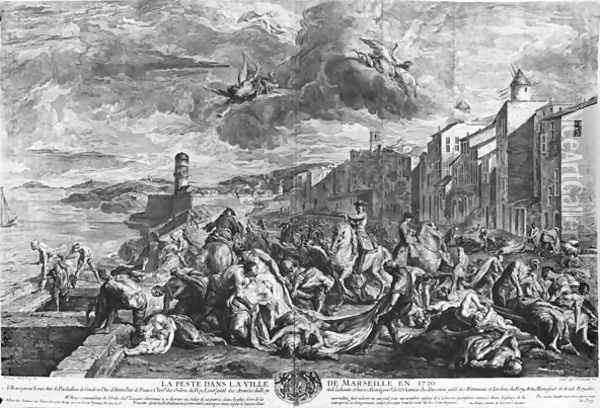 The plague of 1720 in Marseilles, engraved by Simon Thomassin 1655-1733 1727 Oil Painting - Jean Francois de Troy