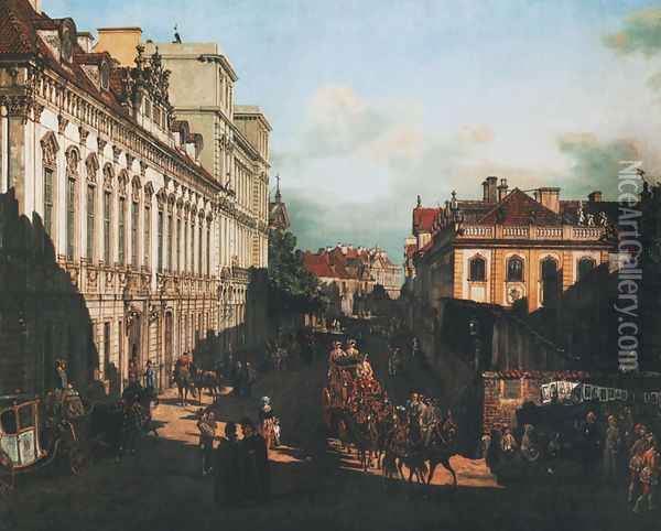 Miodowa Street in Warsaw Oil Painting - Bernardo Bellotto