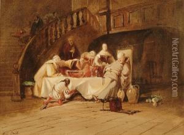 A Drinking Session Oil Painting - William Collingwood Smith