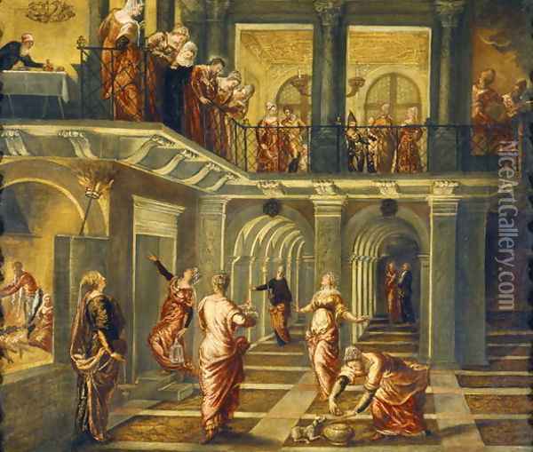The Parable of the Wise and Foolish Virgins Oil Painting - Jacopo Tintoretto (Robusti)