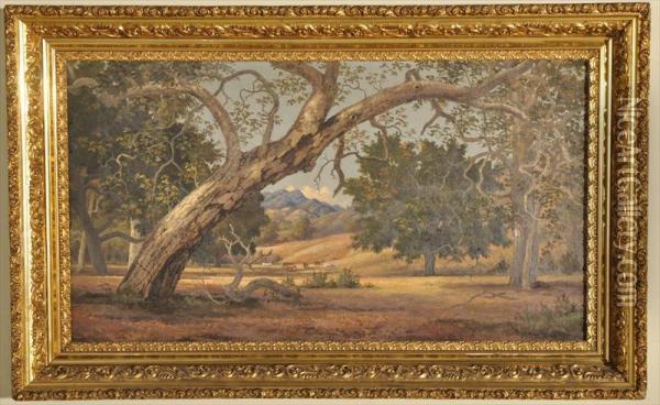 Unsigned Oil On Canvas Depicting A California Pastoral Landscape Oil Painting - Henry Chapman Ford