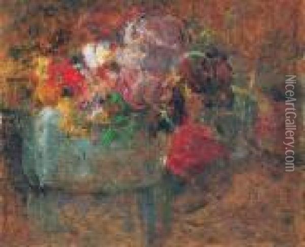 Kwiaty - Tulipany W Kloszu, Po 1920 Oil Painting - Olga Boznanska