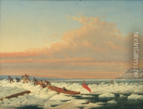 The Royal Mail Crossing The St. Lawrence Oil Painting - Cornelius David Krieghoff