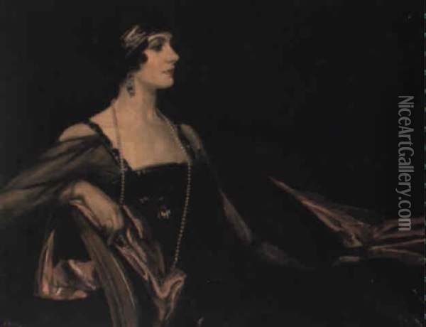 Portrait Of Jean Ainsworth, Viscountess Massereene And Ferrard Oil Painting - John Lavery