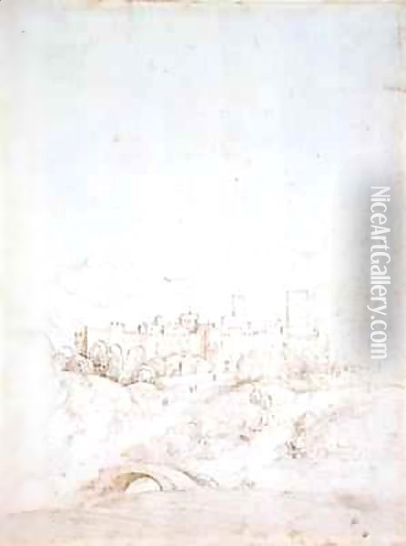 An Italian Hill Town Oil Painting - Fra (Baccio della Porta) Bartolommeo