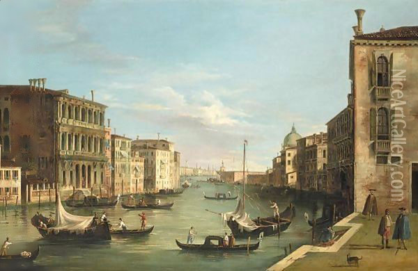The Grand Canal From Campo S Vio Toward The Bacino 1729-34 Oil Painting - (Giovanni Antonio Canal) Canaletto