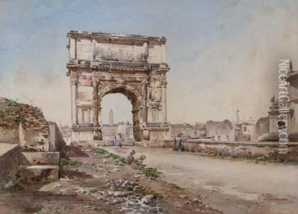 The Arch Of Titus On The Via Sacra, Rome Oil Painting - Stefano Donadoni