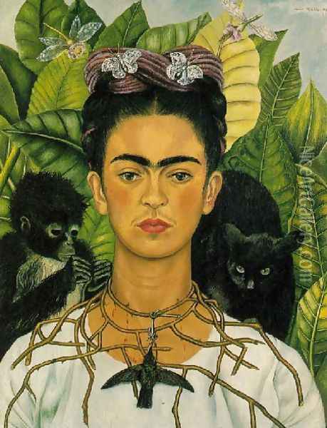 Self Portrait With Monkeys 1940 Oil Painting - Frida Kahlo