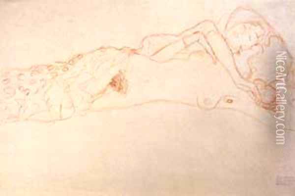 Nude 1905-06 Oil Painting - Gustav Klimt