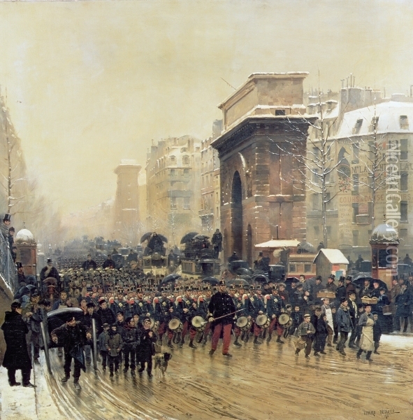 The Passing Regiment Oil Painting - Jean Baptiste Edouard Detaille