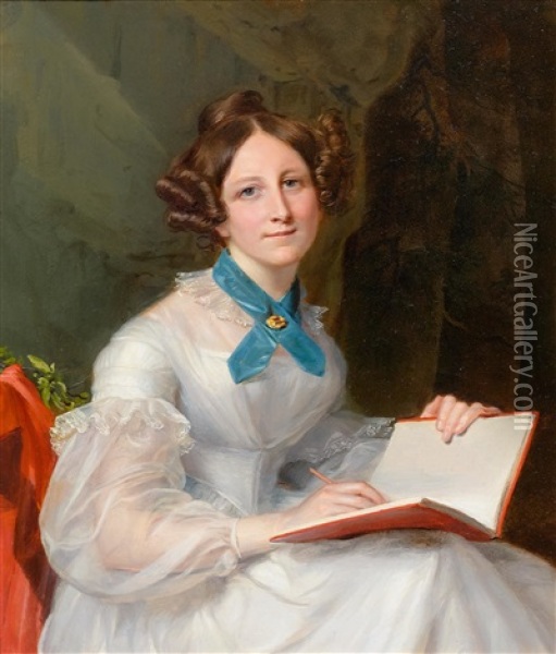 Portrait Of Madame Louise Petronille Nicole-du Pan Oil Painting - Firmin Massot