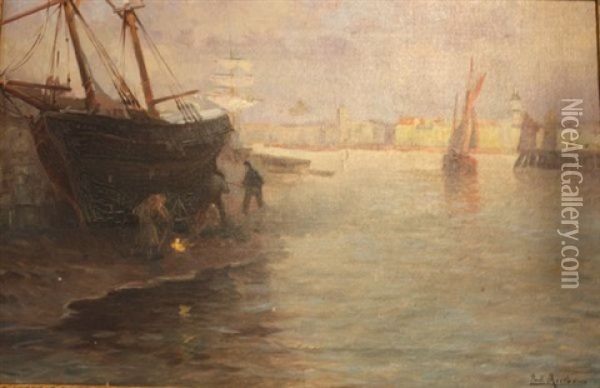 Le Port Oil Painting - Paul Bernard Morchain