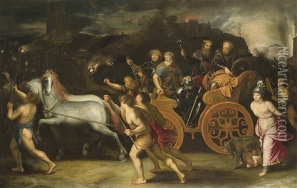 The Capture Of Rome Oil Painting - Otto Octavius van Veen
