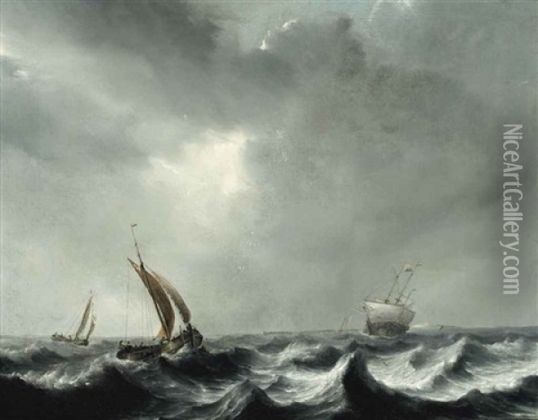 Shipping In Choppy Waters Oil Painting - Pieter Mulier the Elder