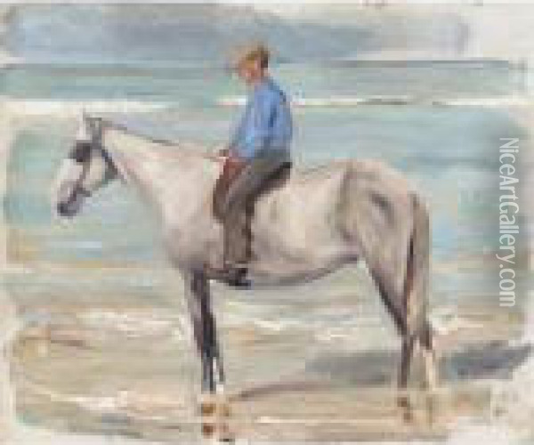 Reitender Knabe Am Meer (boy Riding By The Sea) Oil Painting - Max Liebermann
