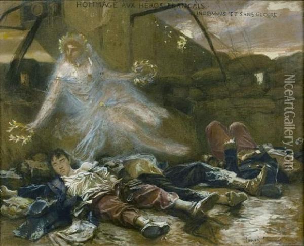 Hommage Aux Heros Francais Inconnus Et Sans Gloire Oil Painting - Francois Flameng