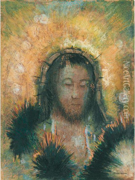 Tete De Christ Oil Painting - Odilon Redon